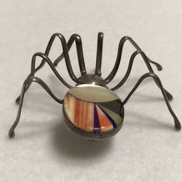 Zuni Inlay Spider Brooch and Pendant - Picture 3 of 7